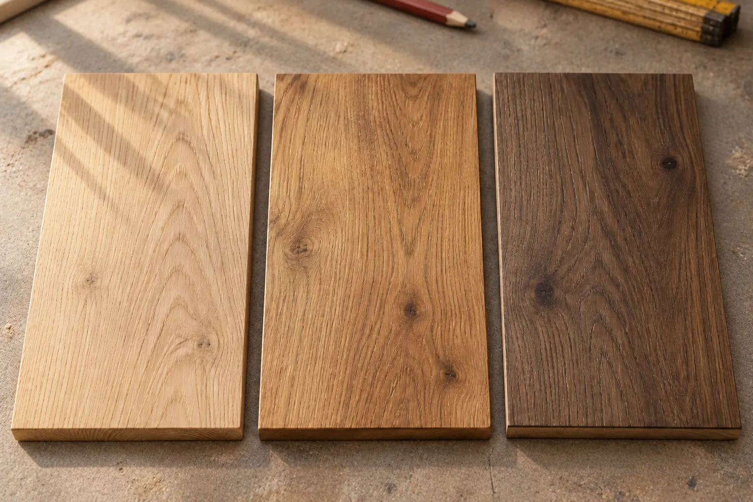Échantillons illustratifs de bois de couleurs différentes